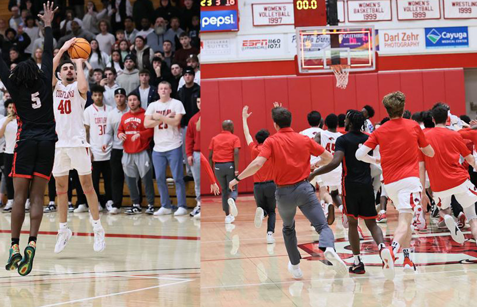 Arcuri Dramatic Overtime 3-Pointer Lifts Cortland Men's Basketball Past Plattsburgh in SUNYAC First Round