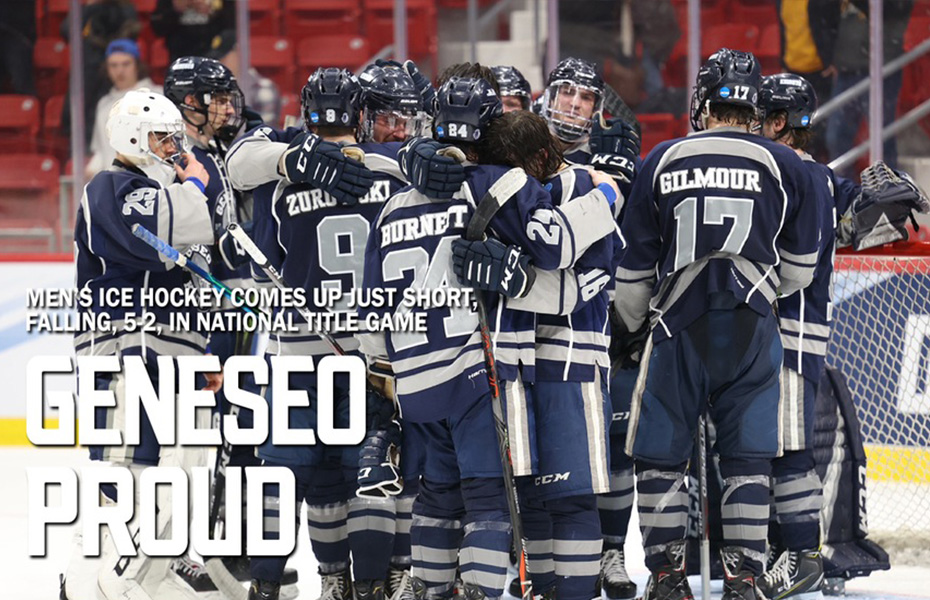 Geneseo Men’s Ice Hockey Comes Up Just Short, Falling, 5-2, in National Title Game