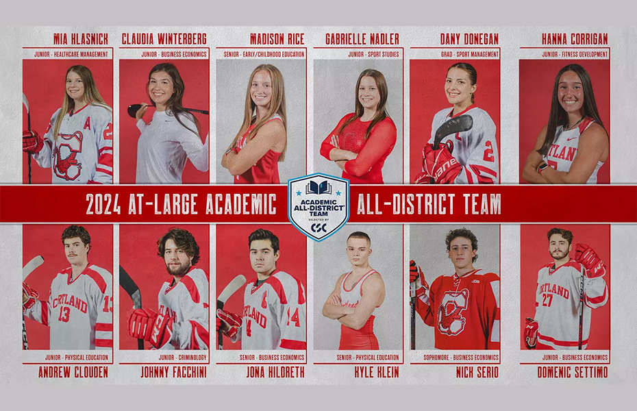 Cortland Earns 12 Spots on CSC At-Large Academic All-District Teams