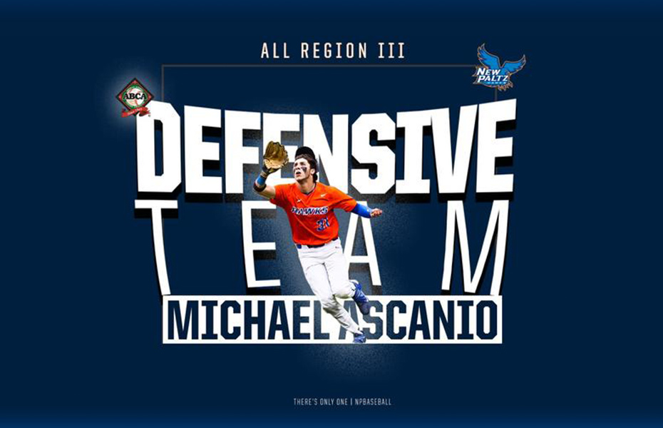 New Paltz Baseball Outfielder Michael Ascanio Becomes Program First ABCA Region III All-Defensive Selection